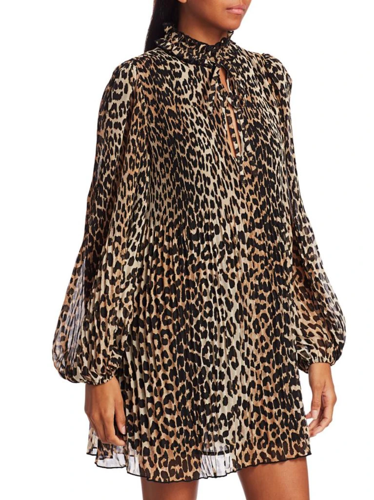 商品Ganni|Georgette Leopard Mini Shirtdress,价格¥679,第3张图片详细描述