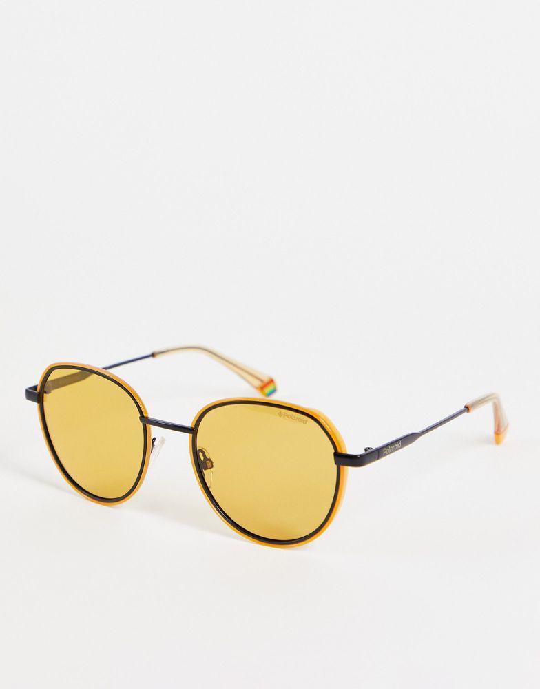 Polaroid round sunglasses in yellow商品第1张图片规格展示