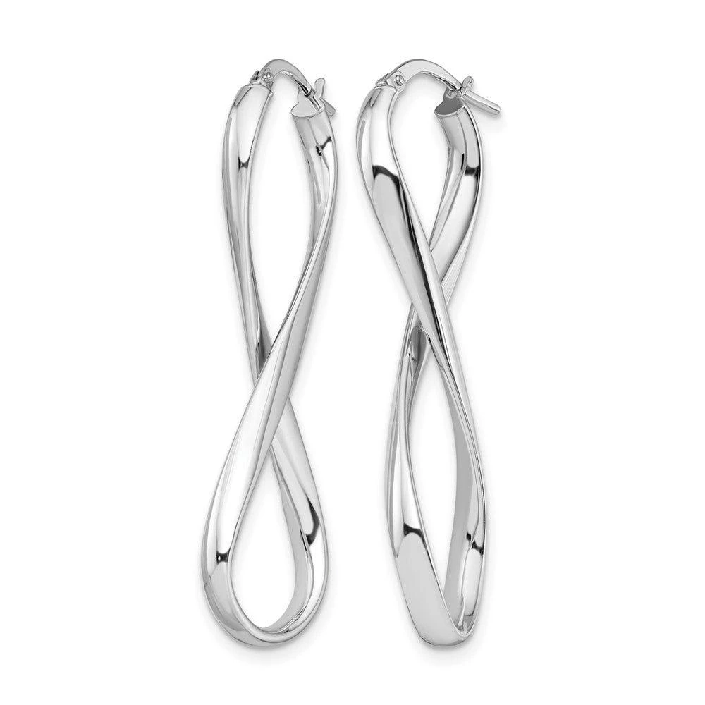 商品Diamond2Deal|14K White Gold Polished Fancy Infinity Hoop Earrings,价格¥6195,第2张图片详细描述