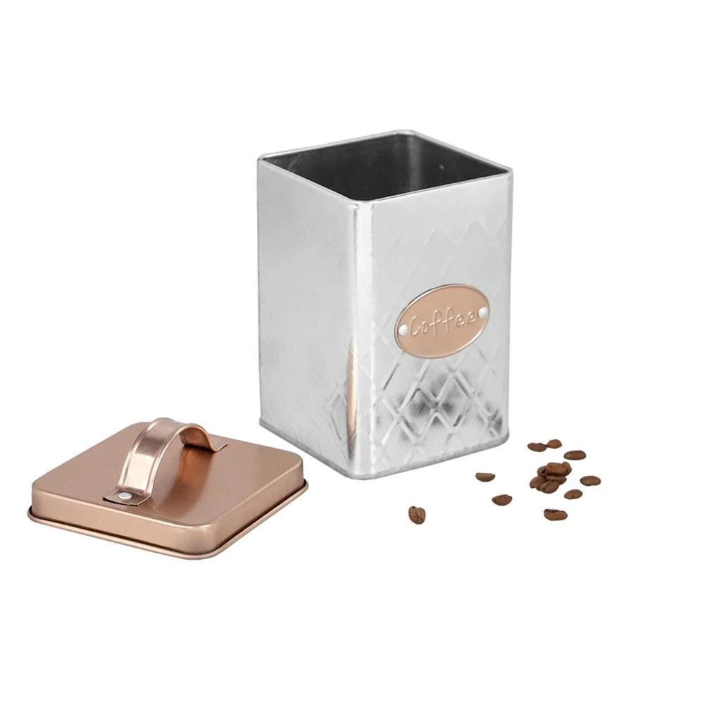 商品Home Basics|Home Basics Arbor 4 Piece Tin Counter Storage, Silver,价格¥218,第4张图片详细描述
