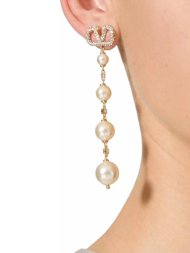 商品Valentino|VLogo Signature Earrings in Metal, Swarovski® Crystals and Pearls,价格¥7418,第5张图片详细描述