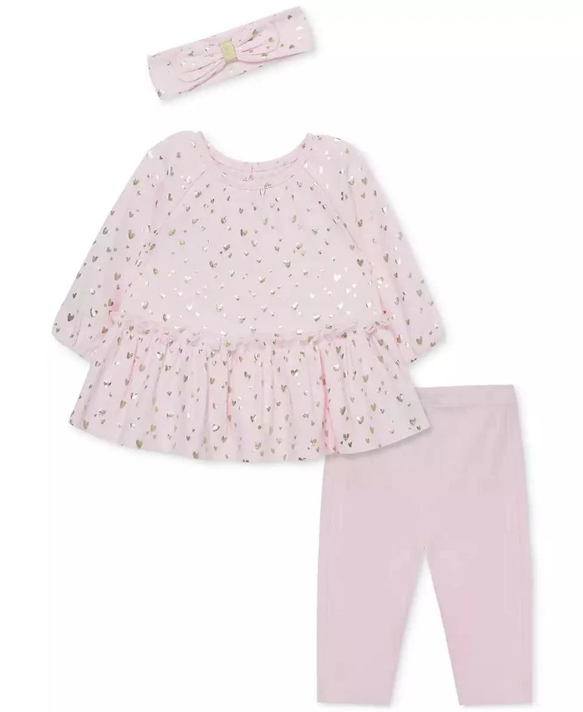商品Little Me|Baby Girls Cotton Shiny Hearts Tunic, Leggings & Headband Set,价格¥125,第2张图片详细描述