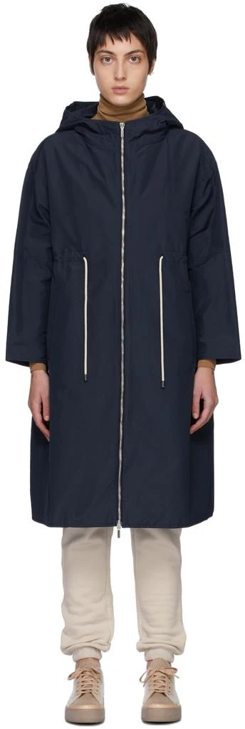 商品Max Mara|Navy Cotton Hooded Zip-Up Eparka Coat,价格¥2686,第1张图片