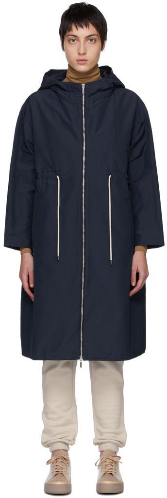 商品Max Mara|Navy Cotton Hooded Zip-Up Eparka Coat,价格¥10031,第1张图片