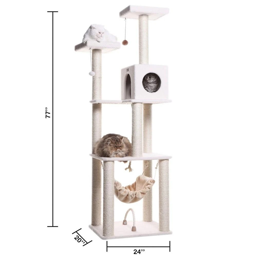 Real Wood 4-Level Cat Tree, With Swing, Hammock, Condo & Perch 商品