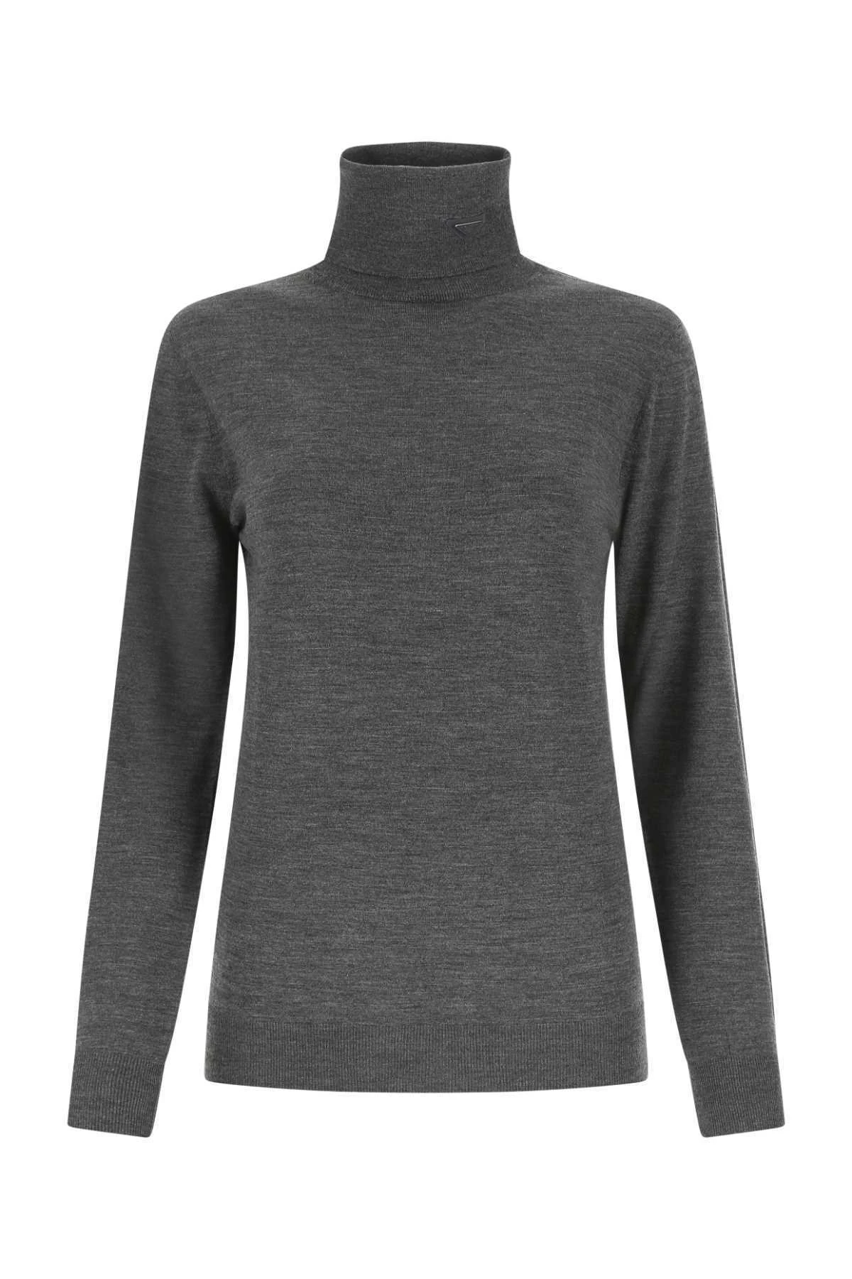 商品Prada|PRADA 女士深灰色羊毛高领毛衣 P26439-100S-F0480,价格¥4161,第1张图片