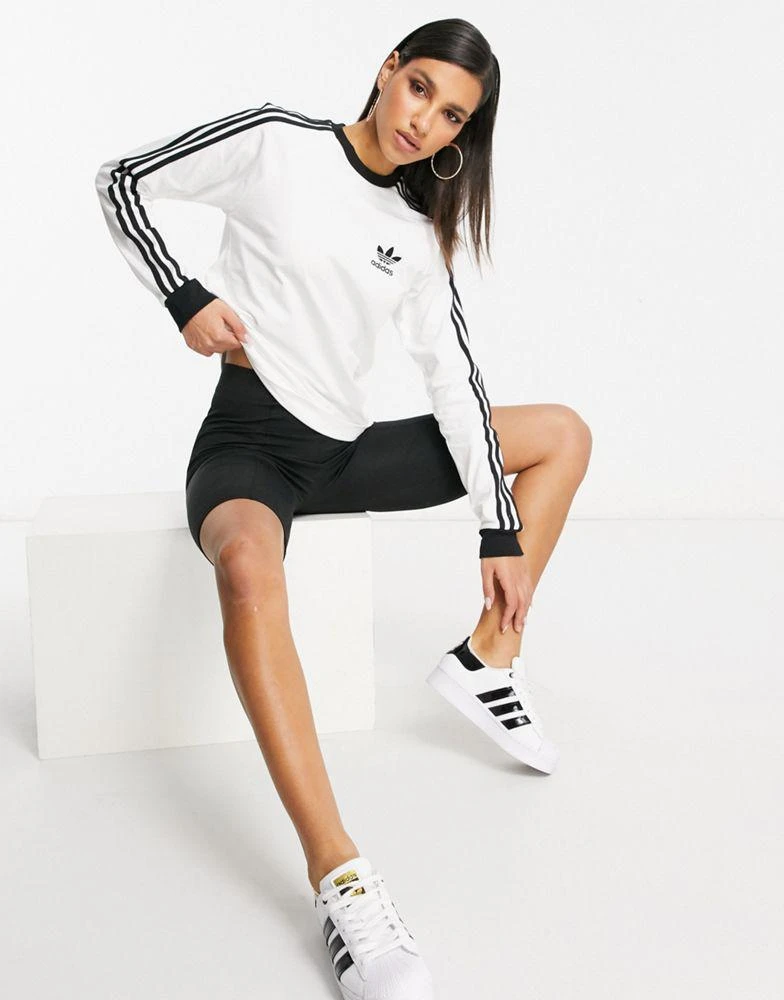 商品Adidas|adidas Originals adicolor three stripe long sleeve t-shirt in white,价格¥317,第4张图片详细描述