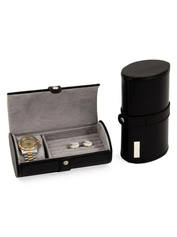 商品Bey-Berk|Leather Watch & Cufflinks Travel Case,价格¥450,第1张图片