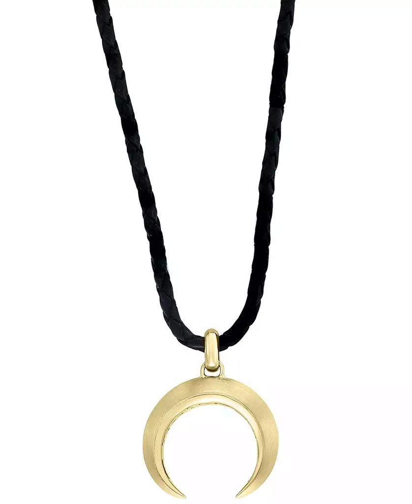 商品Effy|EFFY® Men's Moon Symbol Leather Cord 20" Pendant Necklace in 18k Gold-Plated Sterling Silver,价格¥2680,第2张图片详细描述