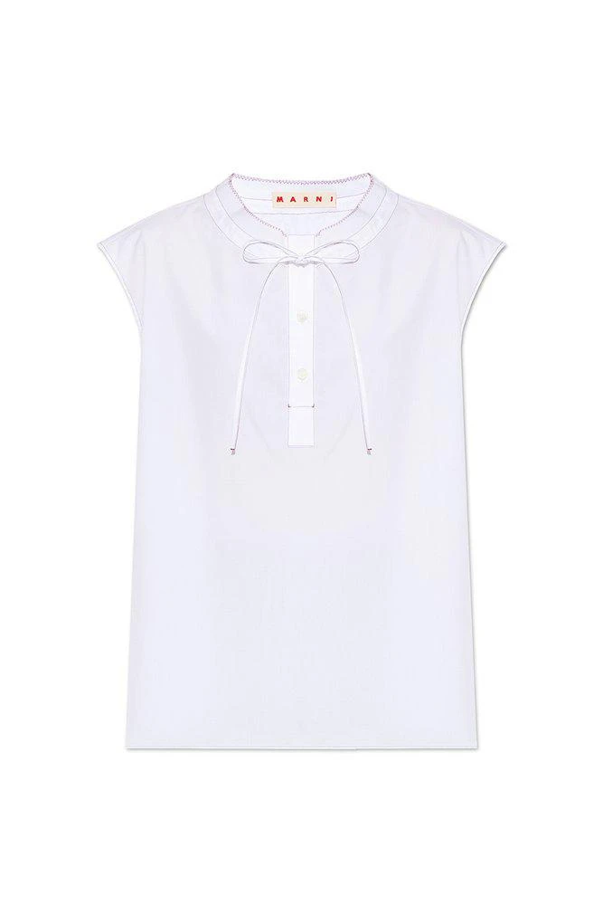 商品Marni|Marni Sleeveless Logo Embroidered Tie-Neck Shirt,价格¥1278,第1张图片