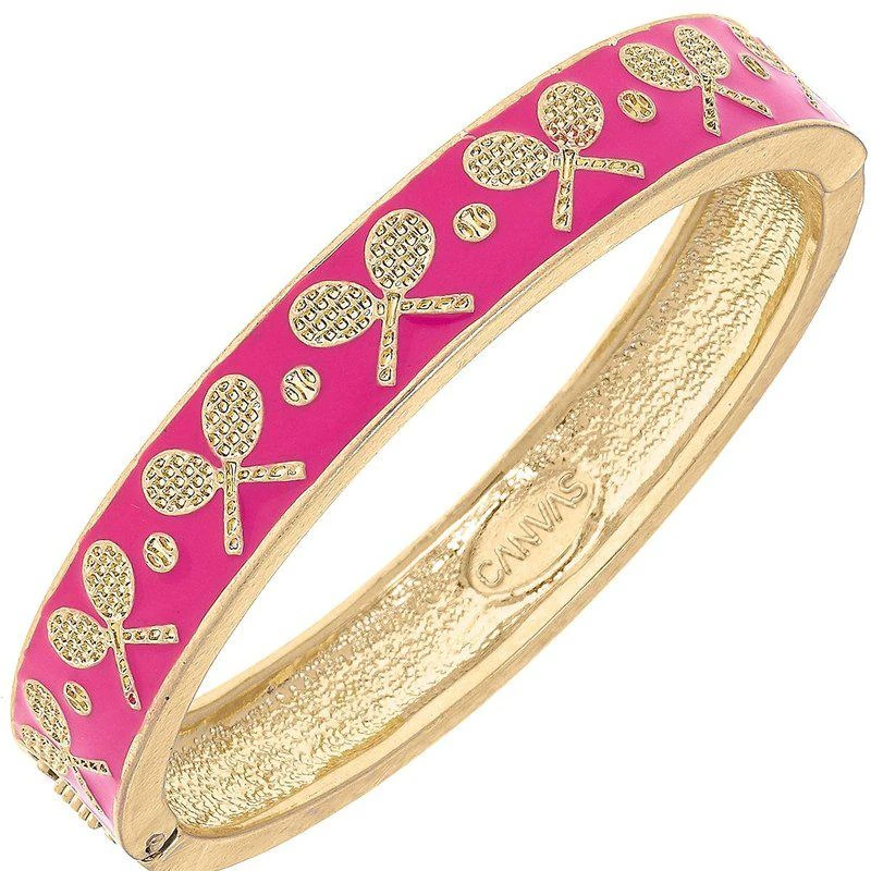 商品Canvas Style|Briar Tennis Racquet Enamel Hinge Bangle In Pink,价格¥347,第1张图片