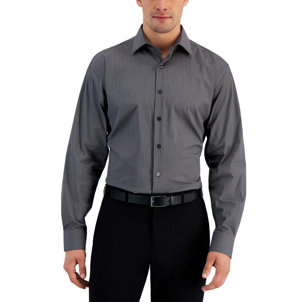 Men's Regular Fit 2-Way Stretch Stain Resistant Stretch Check Dress Shirt, Created for Macy's商品第1张图片规格展示