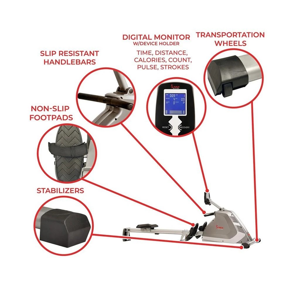 商品Sunny Health & Fitness|Sunny Health and Fitness Programmable Magnetic Rower,价格¥5499,第4张图片详细描述
