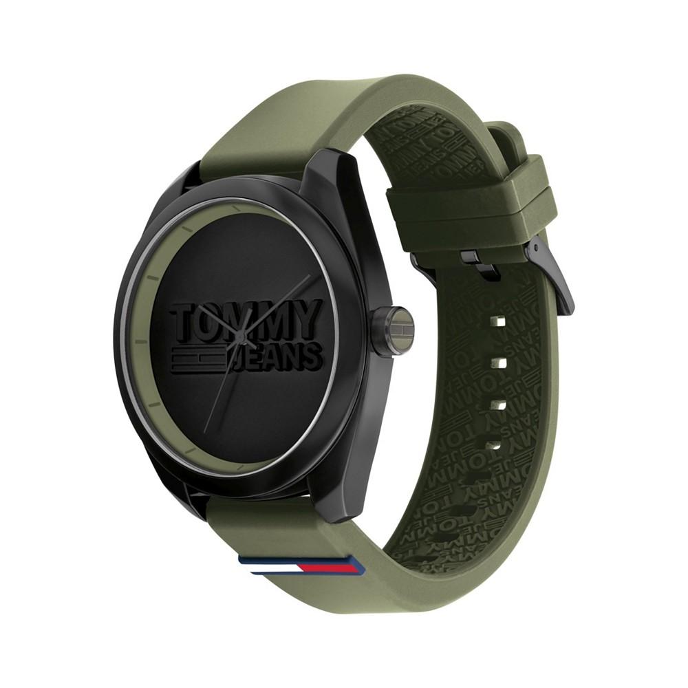 Tommy Hilfiger Men's Military-Like Green Silicone Strap Watch 44mm商品第2张图片规格展示