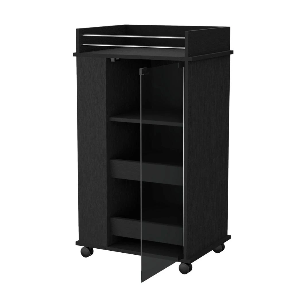 商品Homezia|Black Rolling Bar Cart With Wine Storage,价格¥2723,第3张图片详细描述