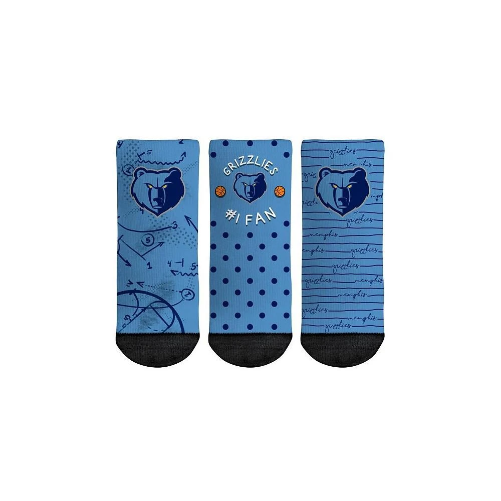 商品Rock 'Em|Toddler Boys and Girls Rock Em Socks Memphis Grizzlies #1 Fan 3-Pack Crew Socks Set,价格¥150,第1张图片