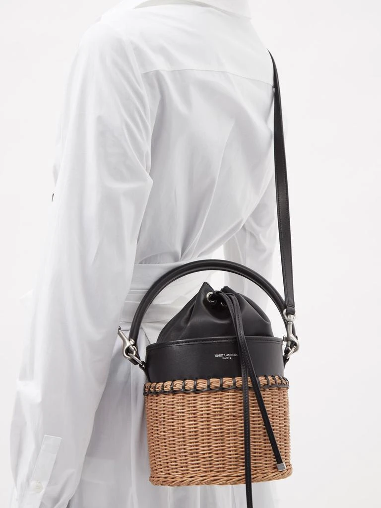 商品Yves Saint Laurent|Bahia leather and wicker bucket bag,价格¥19170,第3张图片详细描述