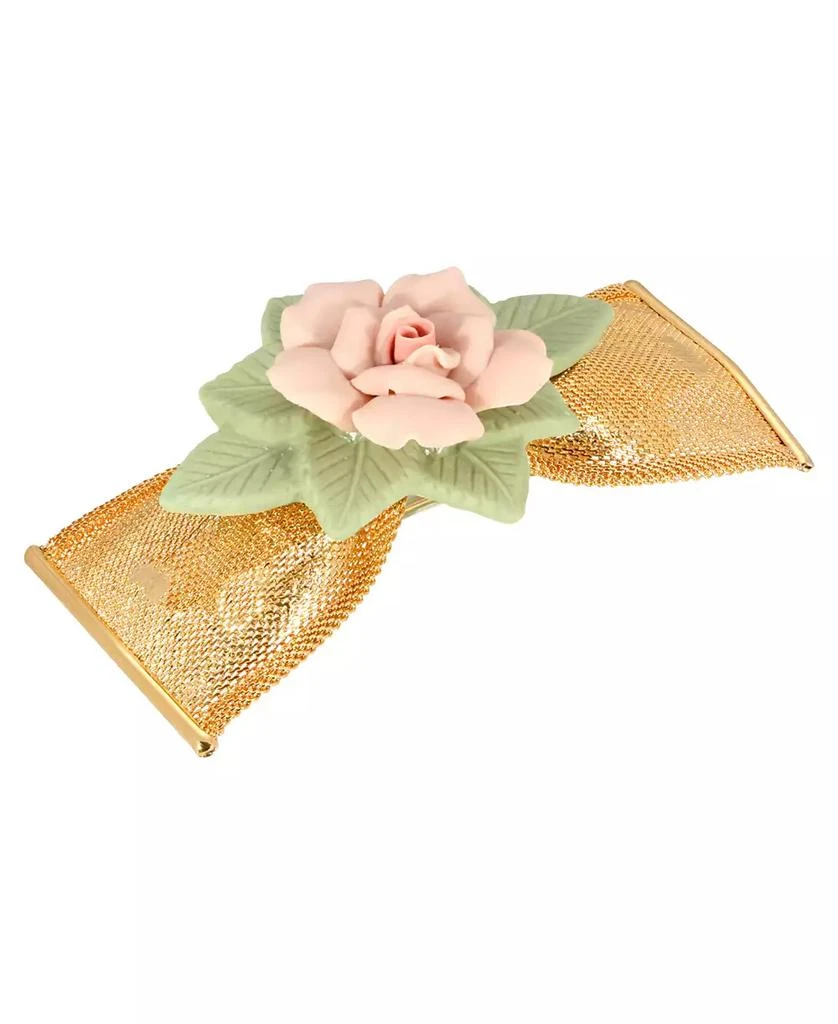 商品2028|Women's Gold-Tone Large Porcelain Flower Mesh Bow Hair Barrette,价格¥389,第1张图片