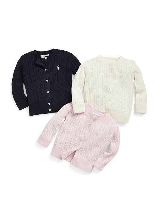 商品Ralph Lauren|Lauren Childrenswear Baby Girls Cable Knit Cotton Cardigan,价格¥376,第3张图片详细描述