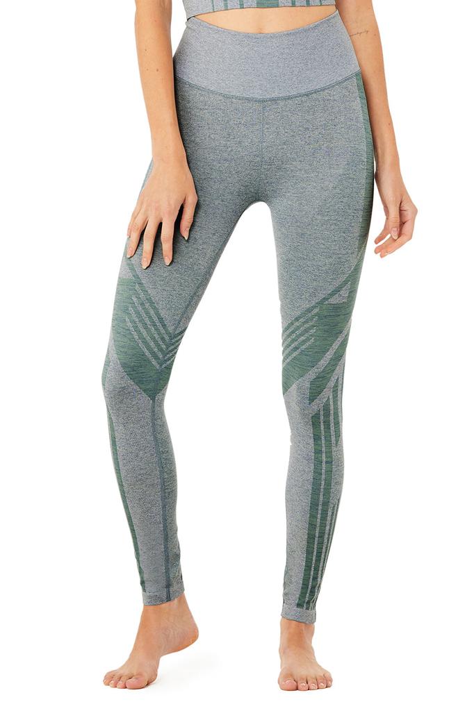 7/8 High-Waist Seamless Tempo Legging - Blue Haze Heather/Sprout Heather商品第1张图片规格展示