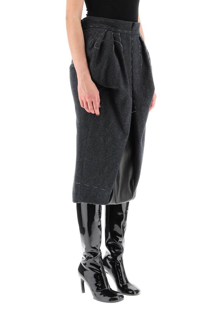 商品MAISON MARGIELA|WOOL MIDI SKIRT WITH STITCHING,价格¥6372,第5张图片详细描述