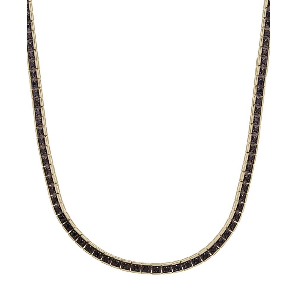 Men's Black Diamond Square Link 24" Chain Necklace (6 ct. t.w.) in 14k Gold-Plated Sterling Silver商品第1张图片规格展示