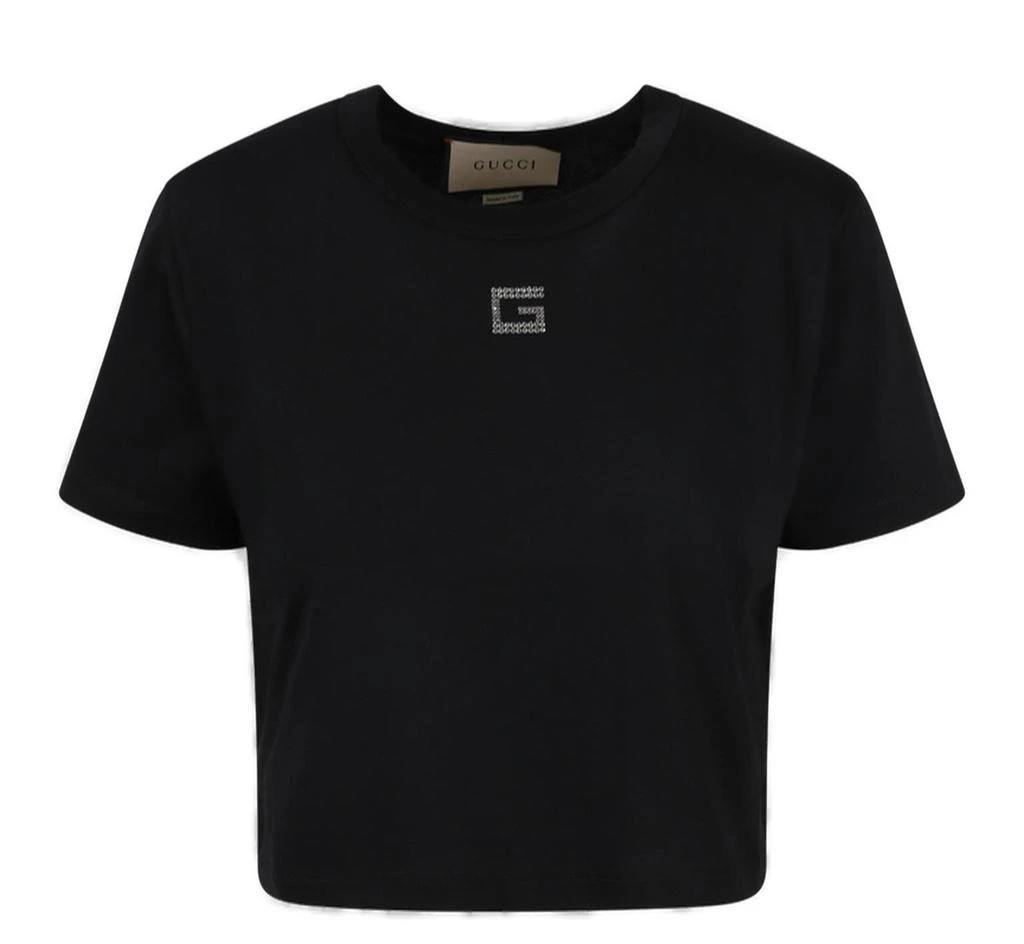 商品Gucci|Gucci G Rhinestone-Embellished Crewneck T-Shirt,价格¥2355,第1张图片