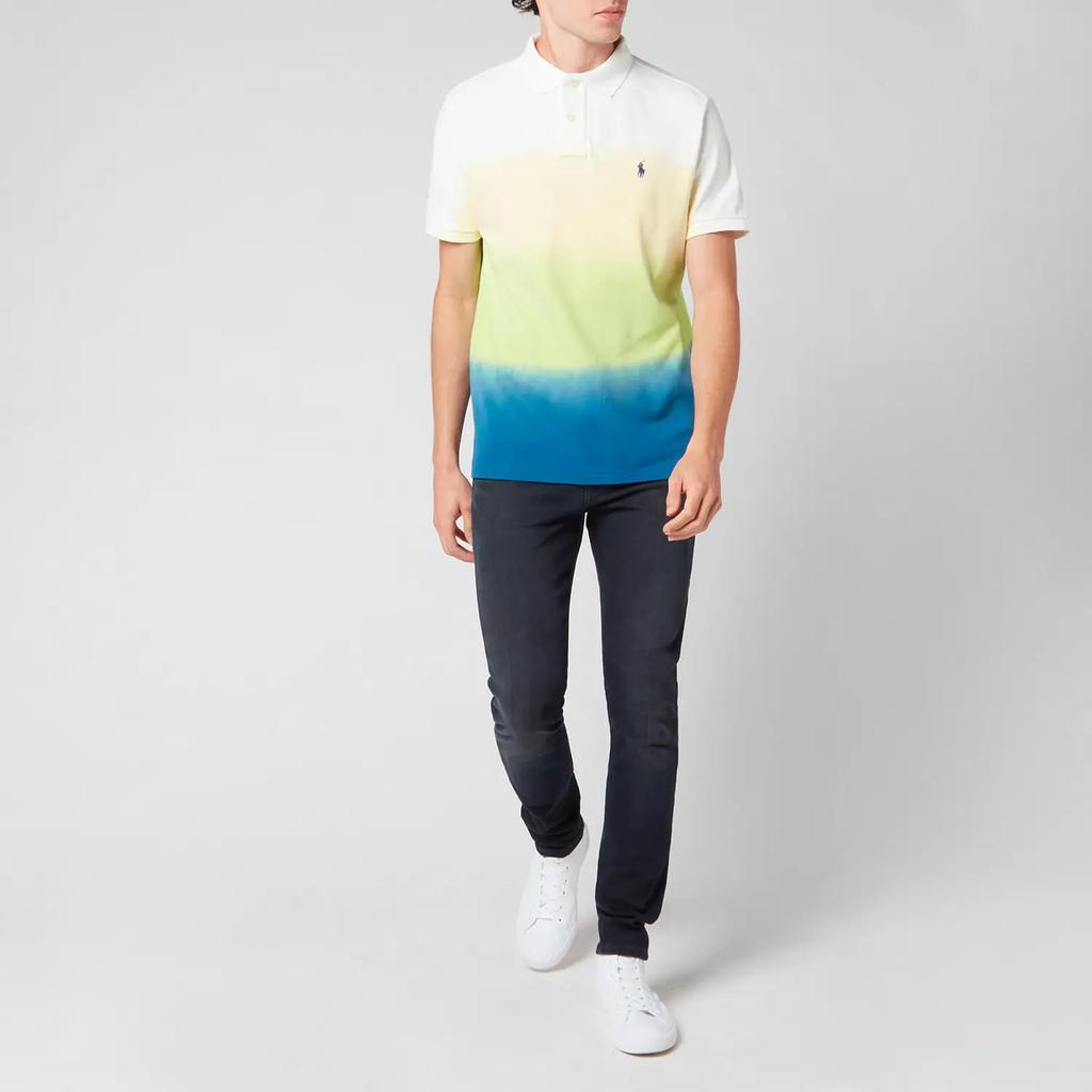商品Ralph Lauren|Polo Ralph Lauren Men's Custom Slim Fit Mesh Polo Shirt - Bright Navy Dip Dye Multi,价格¥473,第5张图片详细描述