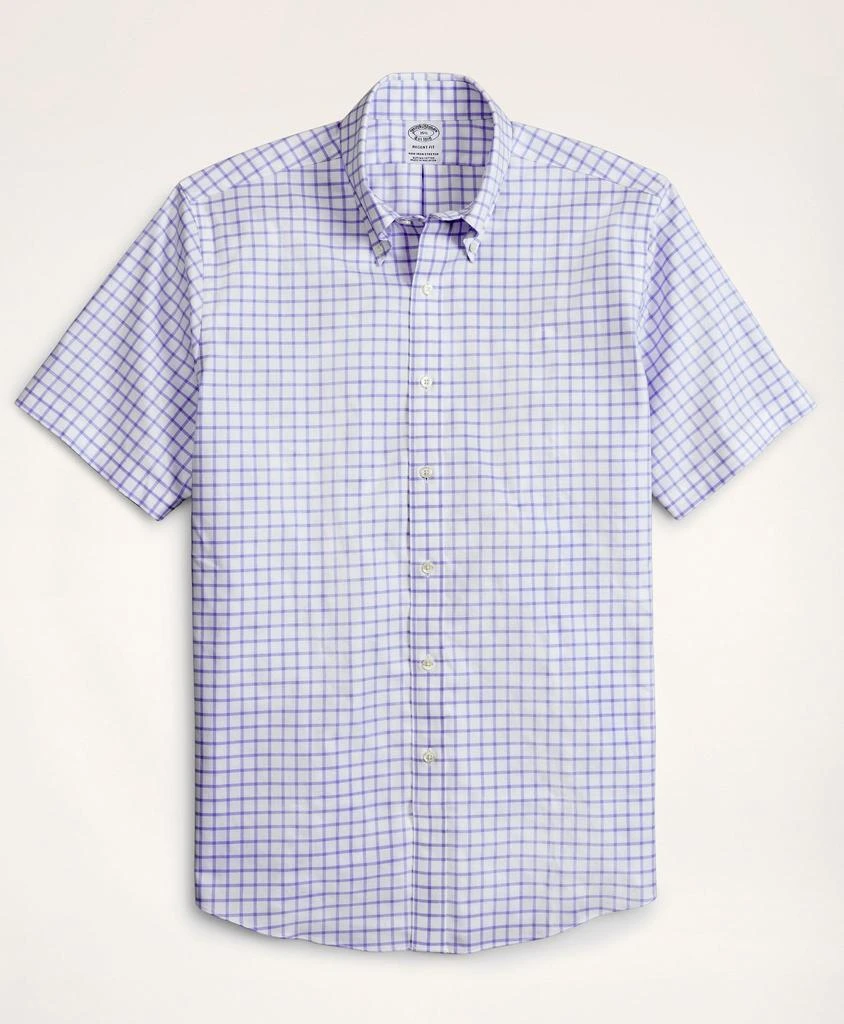 商品Brooks Brothers|Stretch Regent Regular-Fit Dress Shirt, Non-Iron Twill Short-Sleeve Grid Check,价格¥331,第1张图片