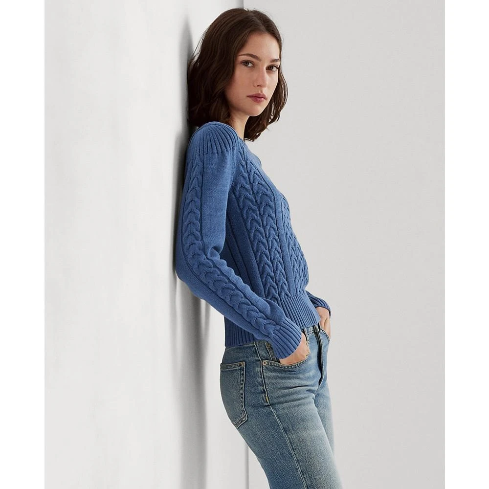 商品Ralph Lauren|Women's Cable-Knit Puff-Sleeve Sweater,价格¥363,第3张图片详细描述