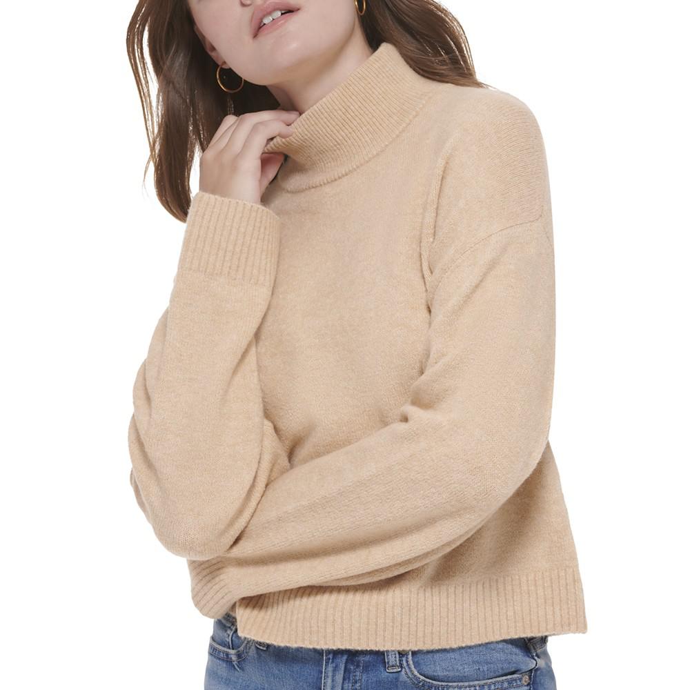 Women's Solid Long Sleeve Mock Neck Sweater商品第3张图片规格展示