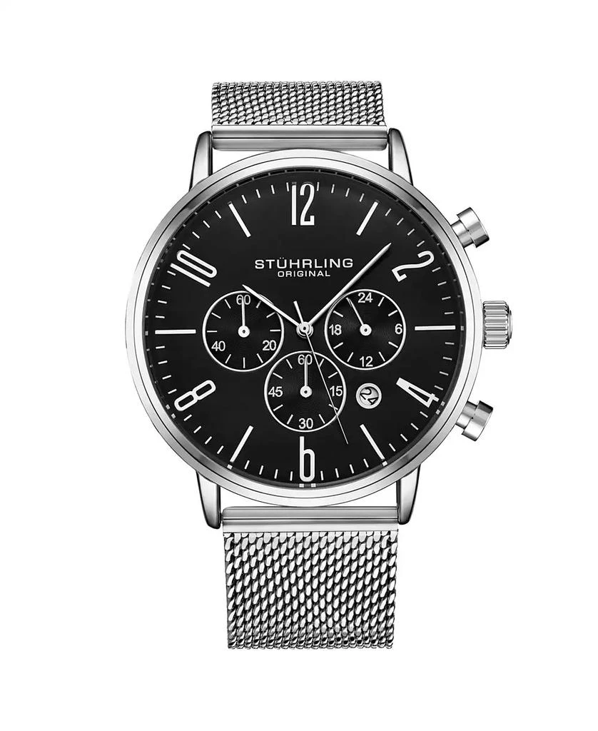 商品Stuhrling|Men's Silver Tone Mesh Stainless Steel Bracelet Watch 48mm,价格¥1097,第1张图片