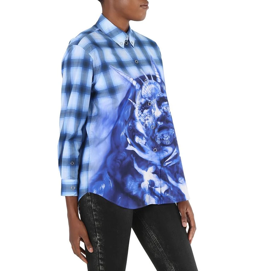 商品Burberry|Ladies Ink Blue Sea Maiden Print Plaid Shirt,价格¥1190,第3张图片详细描述