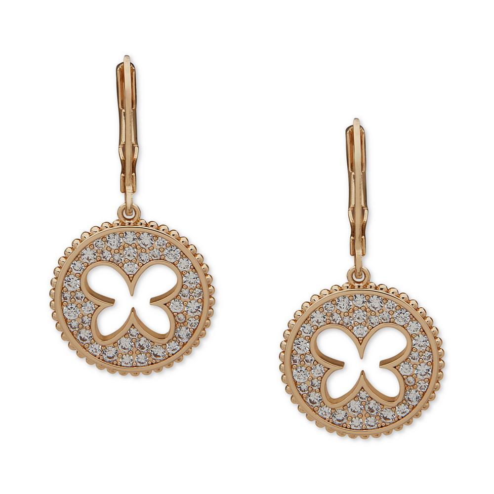 商品Anne Klein|Gold-Tone Crystal Butterfly Disc Leverback Drop Earrings,价格¥172,第1张图片