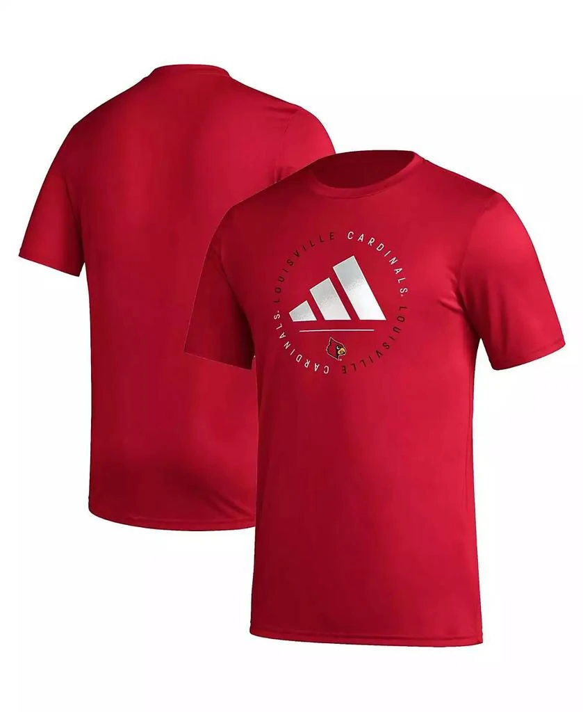 商品Adidas|Men's Red Louisville Cardinals Stripe Up AEROREADY Pregame T-shirt,价格¥232,第1张图片