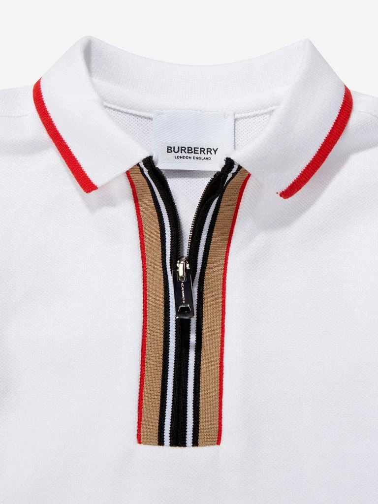 商品Burberry|Burberry White Baby Boys Cotton Branded Polo Shirt,价格¥590,第2张图片详细描述