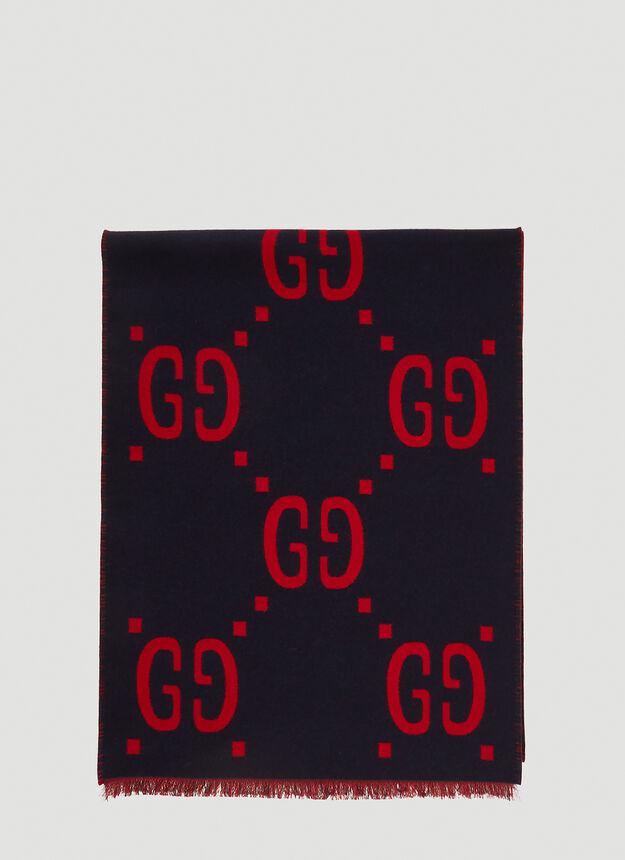 GG Logo Wool Scarf in Blue商品第1张图片规格展示