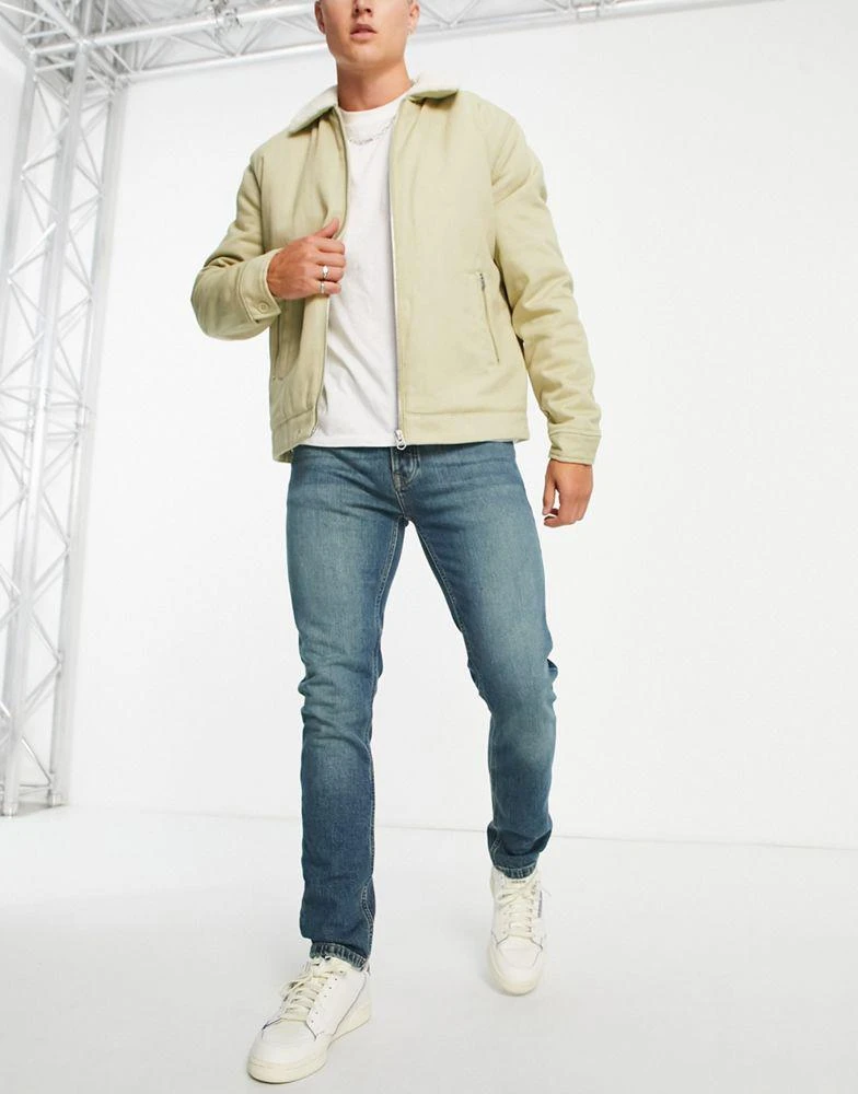 商品Topman|Topman stretch skinny jeans in mid wash blue,价格¥190,第4张图片详细描述