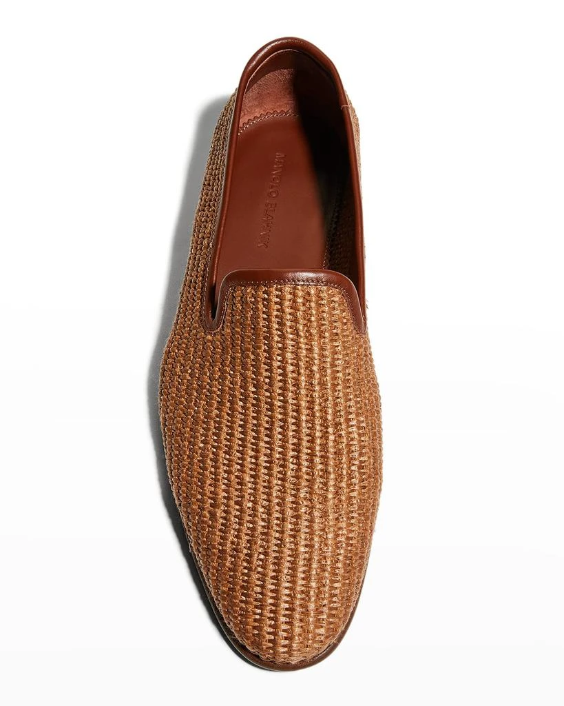 商品Manolo Blahnik|Men's Raffia Woven Leather Loafers,价格¥6133,第5张图片详细描述