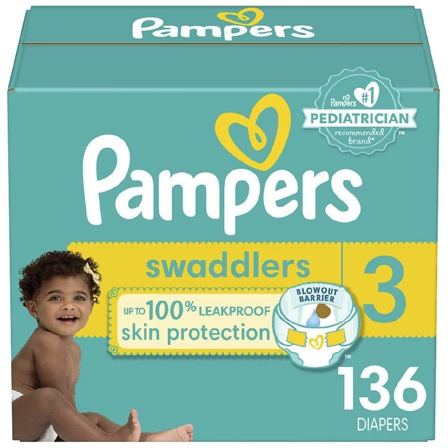 商品Pampers|Swaddlers Diapers, Ultra Absorbent and Soft Disposable No scent,价格¥372,第1张图片