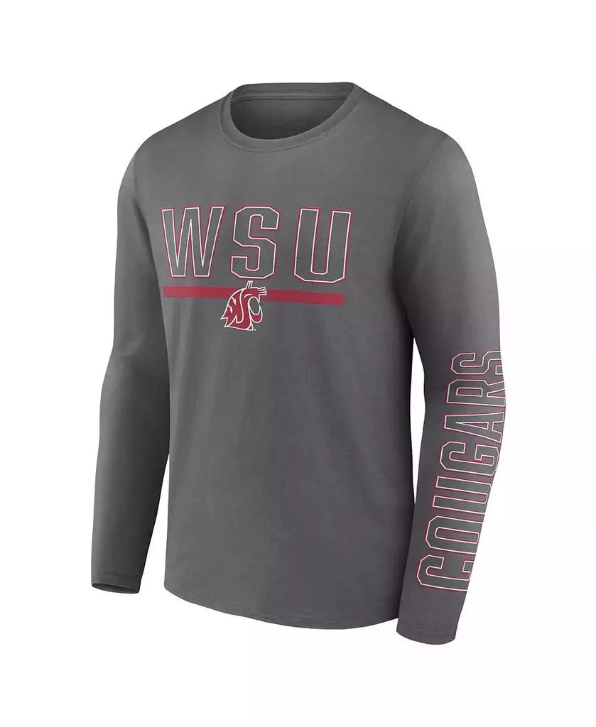 商品Fanatics|Men's Heather Charcoal Washington State Cougars Modern Two-Hit Long Sleeve T-shirt,价格¥265,第3张图片详细描述