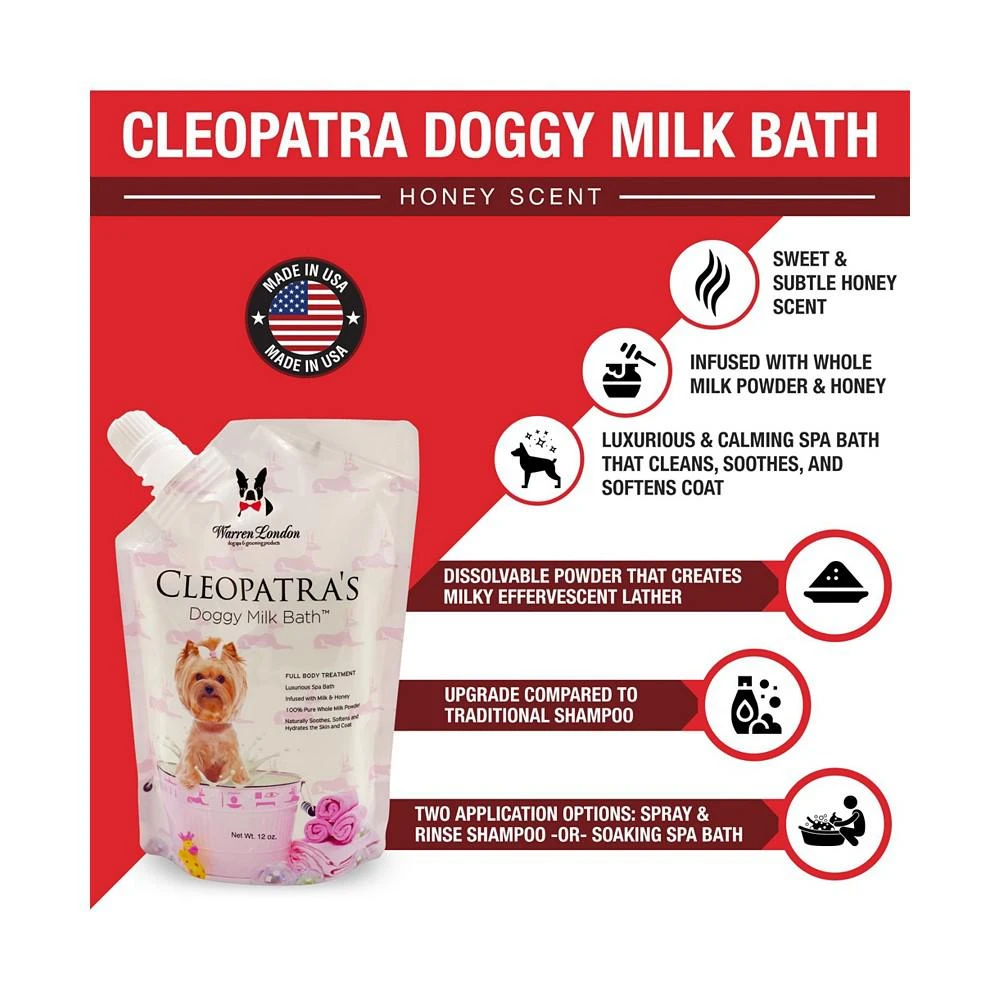 商品Warren London|Cleopatra's Doggy Milk Bath | Luxury Dog Shampoo & Spa Bath | Made In USA | 12oz,价格¥97,第2张图片详细描述