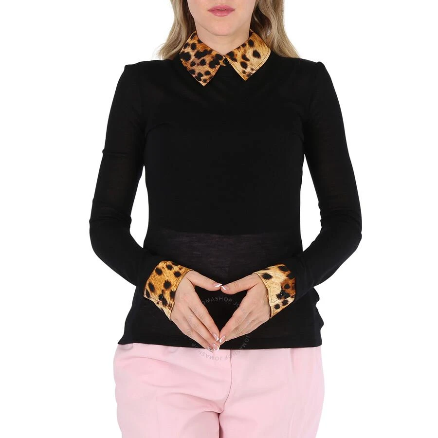 商品Burberry|Long-Sleeve Spotted Monkey Print Trim Cashmere Top,价格¥1088,第1张图片