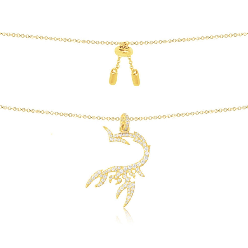 APM MONACO WONDERLAND系列 金黄色银项链配镶钻蝎子吊饰 AC3673OXY商品第1张图片规格展示
