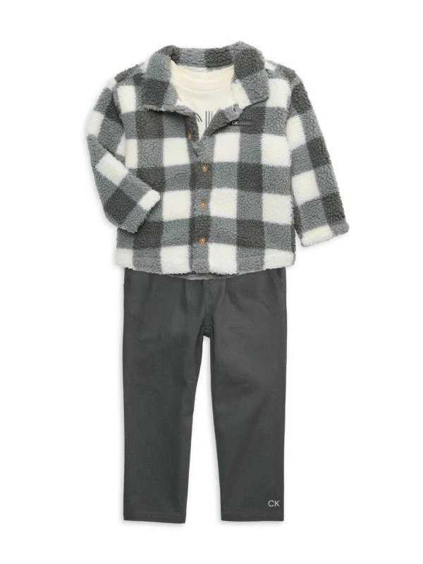 商品Calvin Klein|Baby Boy's 3-Piece Faux Fur Jacket, T-Shirt & Pants Set,价格¥319,第1张图片