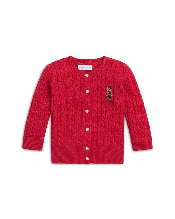 商品Ralph Lauren|Girls' Polo Bear Cable Cotton Cardigan - Baby,价格¥211,第1张图片