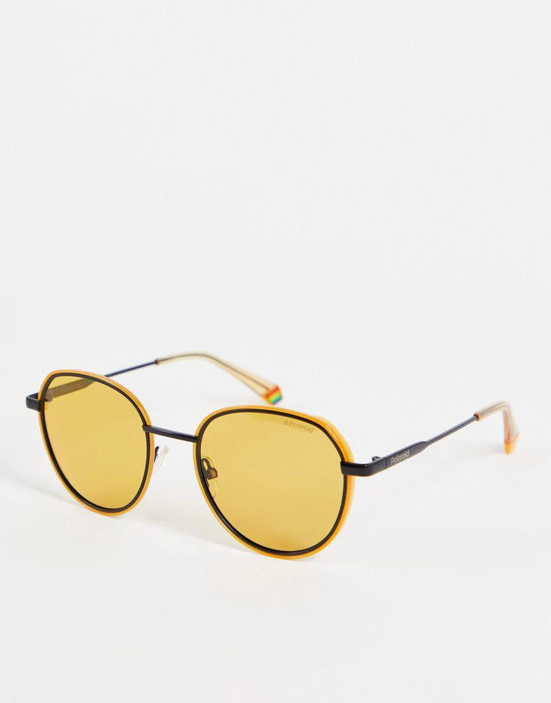 商品Polaroid|Polaroid round sunglasses in yellow,价格¥322,第1张图片