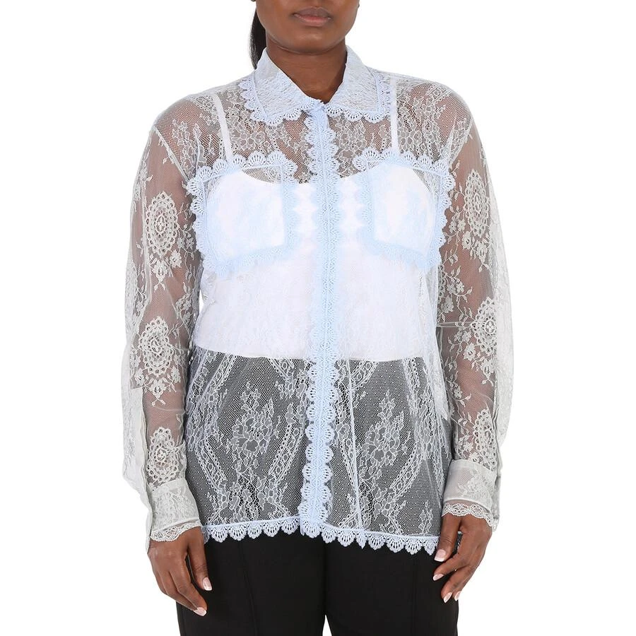 商品Burberry|Ladies Pale Blue Long-sleeve Lace Shirt,价格¥2180,第1张图片