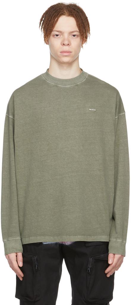 Khaki Cotton Long Sleeve T-Shirt商品第1张图片规格展示