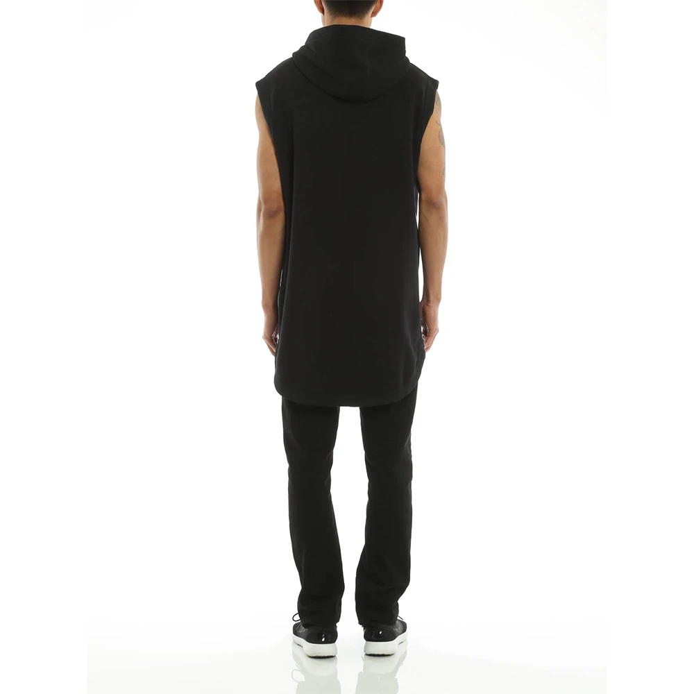 GIVENCHY 男士黑色棉质大码侧面拉链细节和不规则下摆无袖连帽卫衣 16S7219653-001 商品